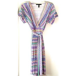 NEW BCBGMaxAzria Multicolored Faux Wrap Dress